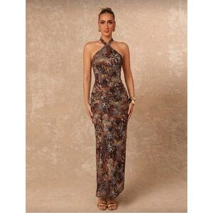 Elegant Halter Neck Maxi Dress